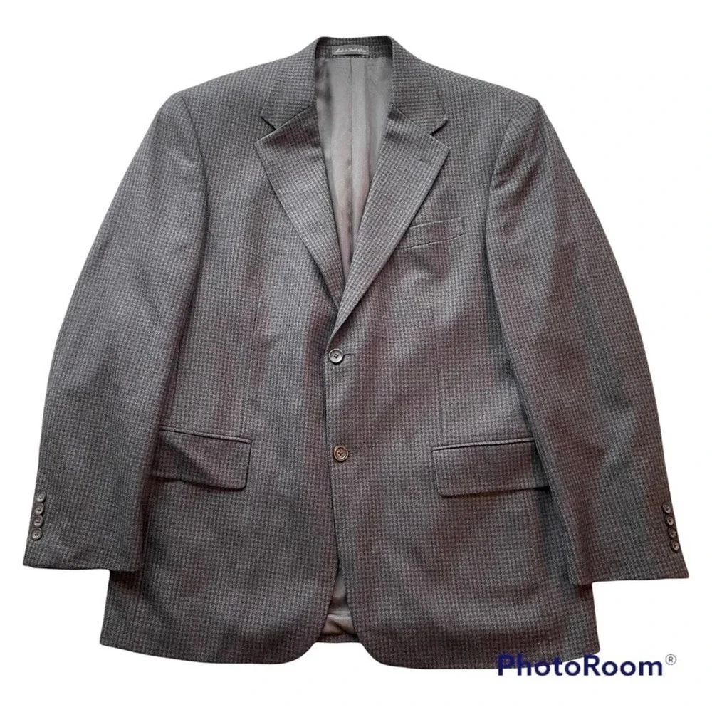 Oscar de la Renta Suit Jacket Blazer Sport Coat Gray Blue 42R Workwear